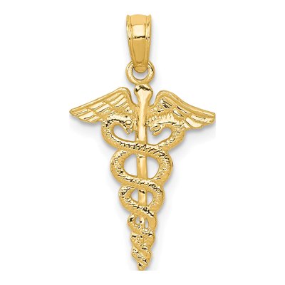 10K Yellow Gold Caduceus Pendant