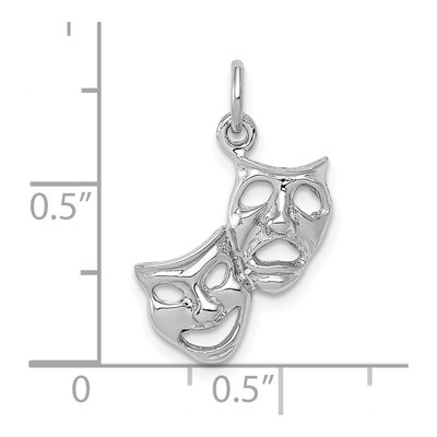 10K White Gold Comedy Tragedy Pendant – view 3