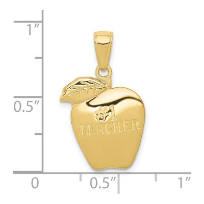 10K Yellow Gold Teacher Apple Number 1 Pendant – view 4