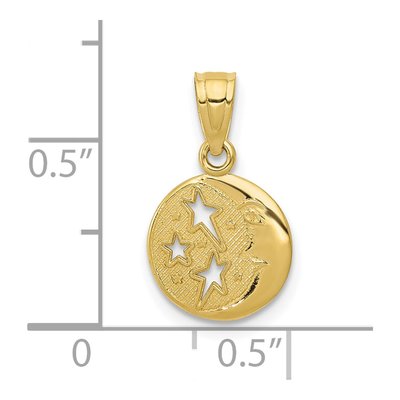 10K Yellow Gold Moon Stars Pendant – view 4