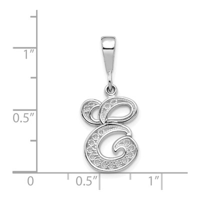 10K White Gold Initial E Filigree Pendant – view 4