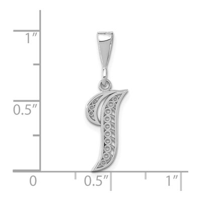10K White Gold Initial I Filigree Pendant – view 5