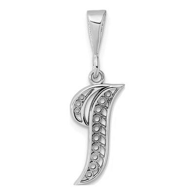 10K White Gold Initial I Filigree Pendant
