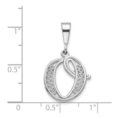 10K White Gold Filigree Initial O Pendant – view 3