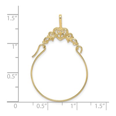 10K Yellow Gold Filigree Heart Holder Charm – view 4