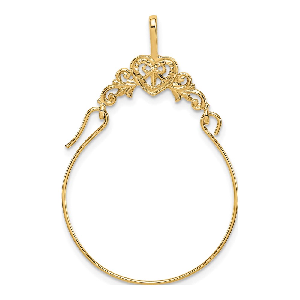 10K Yellow Gold Filigree Heart Charm Holder
