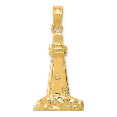 10K Yellow Gold Lighthouse Pendant