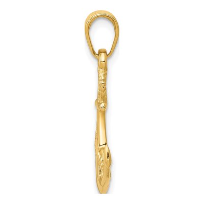 10K Yellow Gold 3D Anchor Pendant – view 3