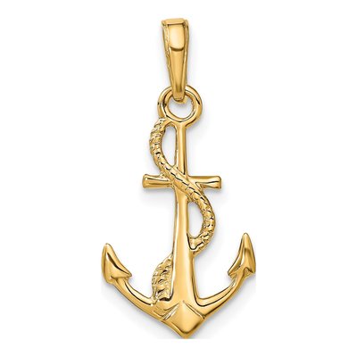 10K Yellow Gold 3D Anchor Pendant – view 4