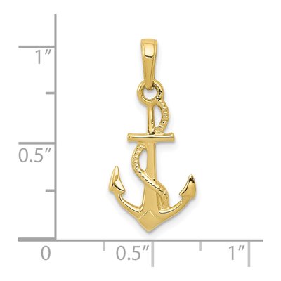 10K Yellow Gold 3D Anchor Pendant – view 5