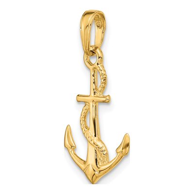 10K Yellow Gold 3D Anchor Pendant – view 6