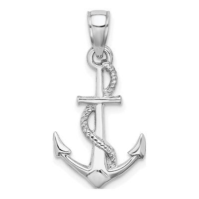 10K White Gold 3-D Anchor Pendant – view 5