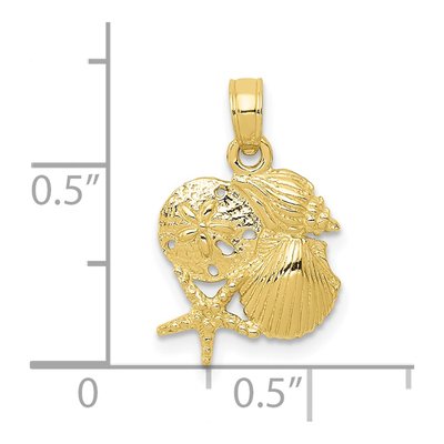 10K Yellow Gold Mini Shell Cluster Pendant – view 4