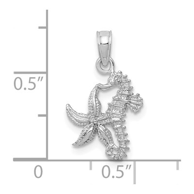 10K White Gold Seahorse Starfish Pendant – view 3