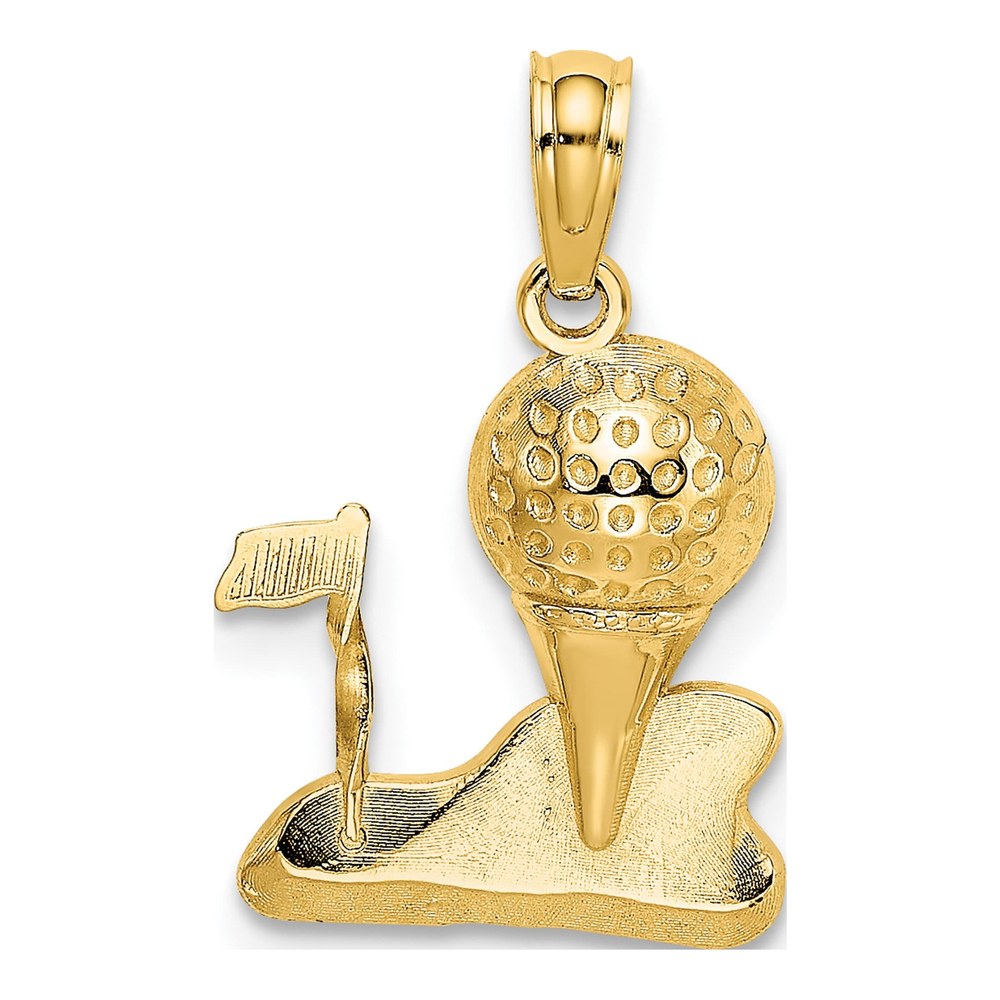 10K Yellow Gold Golf Ball Tee Pendant