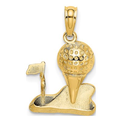 10K Yellow Gold Golf Ball Tee Pendant