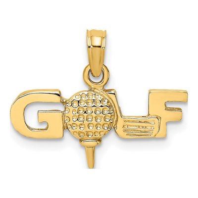 10K Yellow Gold Golf Pendant