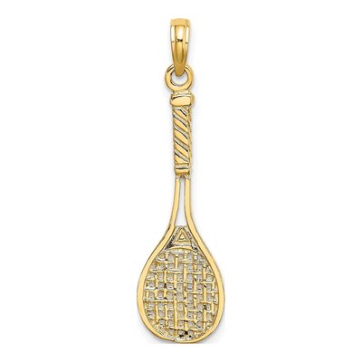 10K Yellow Gold 3D Tennis Racquet Charm – view 5