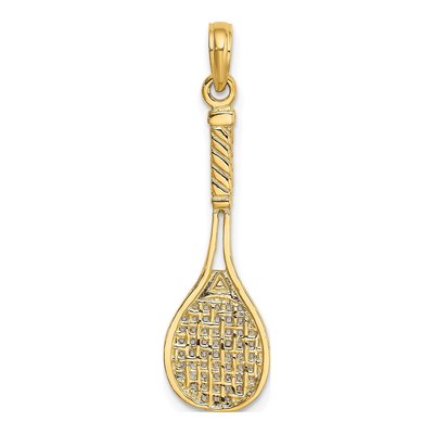 10K Yellow Gold 3D Tennis Racquet Charm