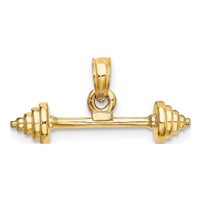 10K Yellow Gold 3D Barbell Pendant – view 5