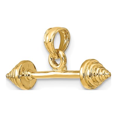 10K Yellow Gold 3D Barbell Pendant – view 6