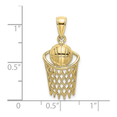 10K Yellow Gold Basketball Net Pendant – view 4