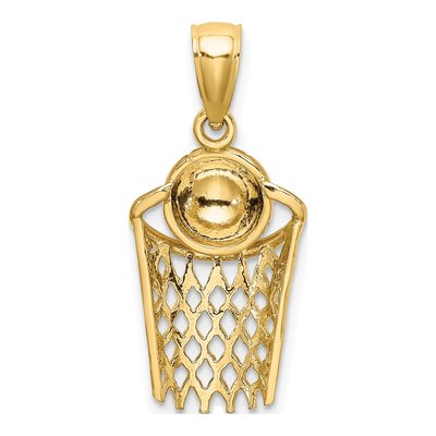 10K Yellow Gold Basketball Net Pendant – view 5