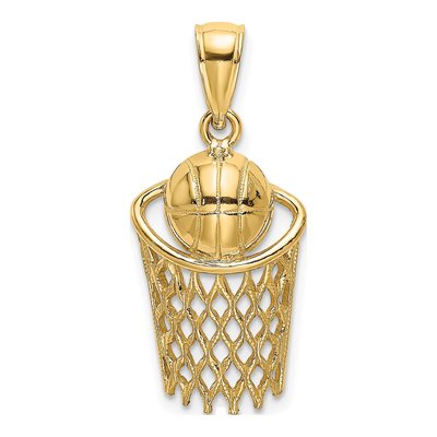 10K Yellow Gold Basketball Net Pendant