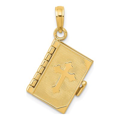 10K Yellow Gold 3-D Bible Pendant