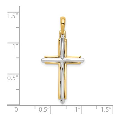 10K Two-Tone Gold Cross Pendant – view 4