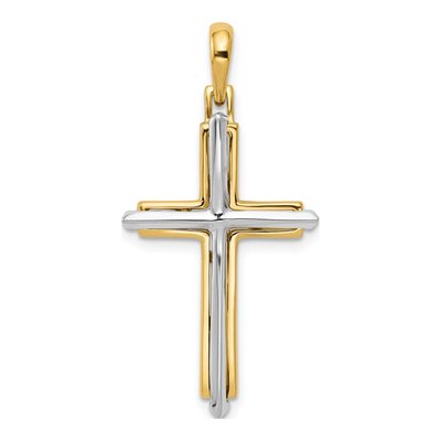10K Two-Tone Gold Cross Pendant
