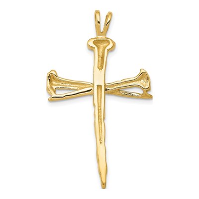 10K Yellow Gold Nail Cross Pendant – view 5