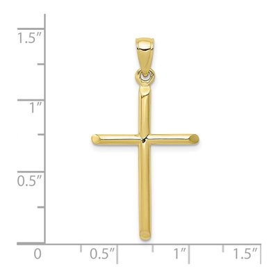 10K Yellow Gold Tubular Cross Pendant – view 4