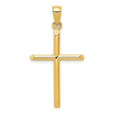 10K Yellow Gold Tubular Cross Pendant