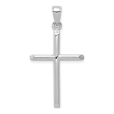 10K White Gold Tubular Cross Pendant