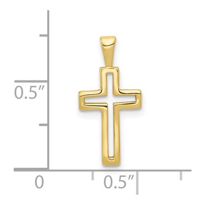 10K Yellow Gold Small Cut-Out Cross Charm – view 4