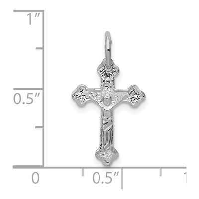 10K White Gold Diamond-Cut Crucifix Charm – view 3