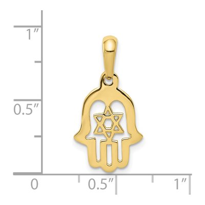 10K Yellow Gold Star of David Chamseh Pendant – view 4