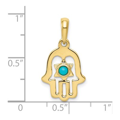 10K Yellow Gold Turquoise Star of David Chamseh Pendant – view 3