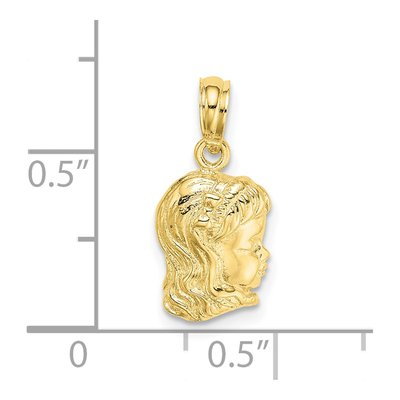 10K Yellow Gold Girl Head Pendant – view 4