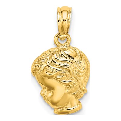 10K Yellow Gold Boy Head Pendant