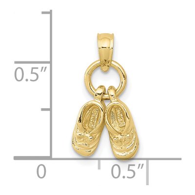 10K Yellow Gold 3D Baby Shoes Pendant – view 4