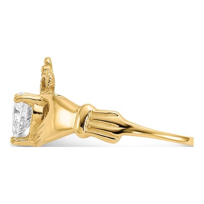 10K Yellow Gold Claddagh Heart CZ Birthstone Ring – view 5