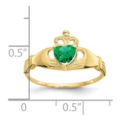 10K Yellow Gold Claddagh Heart CZ Ring – view 4