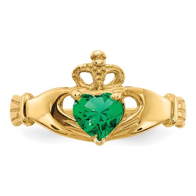10K Yellow Gold Claddagh Heart CZ Ring – view 6