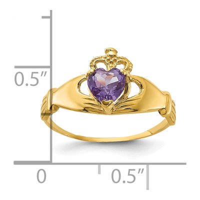 10K Yellow Gold Claddagh Heart Birthstone Ring – view 4