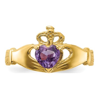 10K Yellow Gold Claddagh Heart Birthstone Ring – view 6