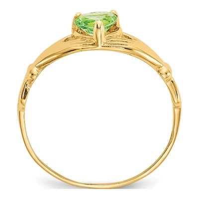 10K Yellow Gold Claddagh Heart Birthstone Ring – view 3
