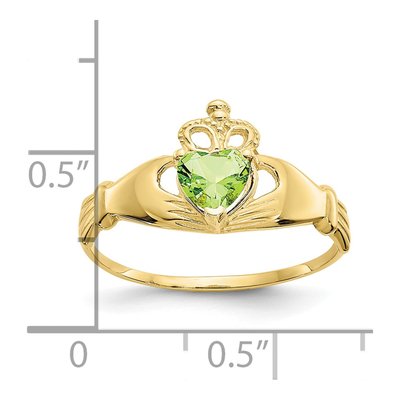 10K Yellow Gold Claddagh Heart Birthstone Ring – view 4