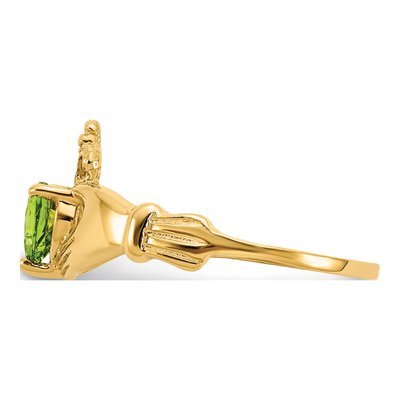 10K Yellow Gold Claddagh Heart Birthstone Ring – view 5